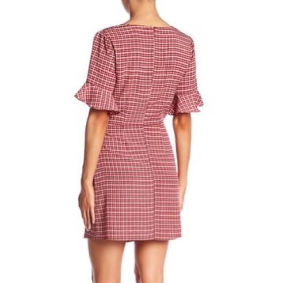 Plaid Cut Out Wrap Bell Sleeve Dress - Picture 3 of 7